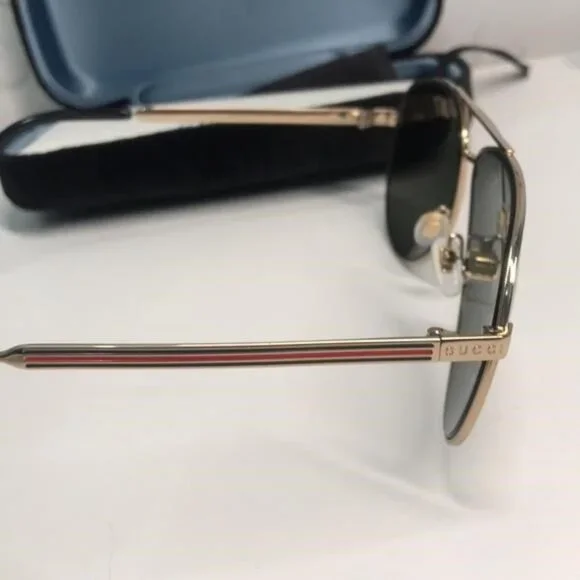 ✨ Brand New Gucci GG0137S 002 Aviator Sunglasses – Gold Frame with Grey Lenses ✨ - Picture 13 of 13